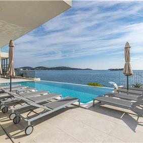 3 x 5 bedroom seafront villa with heated infinity pool near Rogoznica, sleeps 10